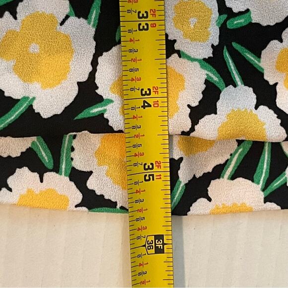 Diane Von Furstenberg Black Yellow Bold Floral BabyDoll Chic Dress NWT Size 14 - Picture 13 of 13